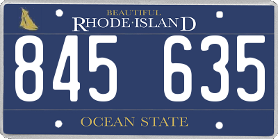 RI license plate 845635