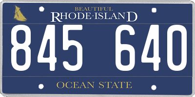 RI license plate 845640
