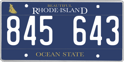 RI license plate 845643