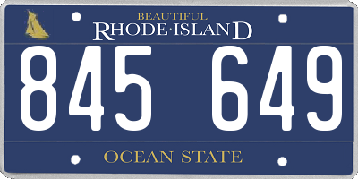 RI license plate 845649