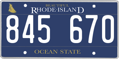 RI license plate 845670