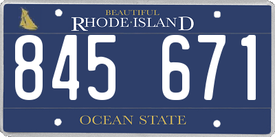 RI license plate 845671