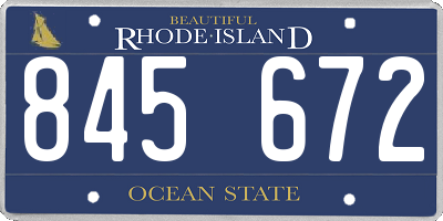 RI license plate 845672