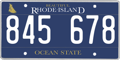 RI license plate 845678