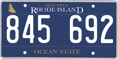 RI license plate 845692