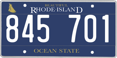 RI license plate 845701