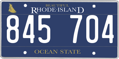 RI license plate 845704