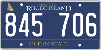 RI license plate 845706
