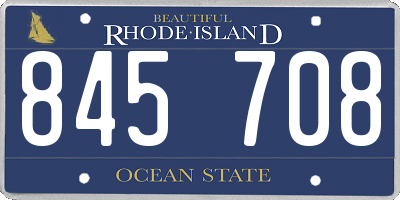RI license plate 845708