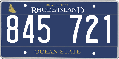 RI license plate 845721