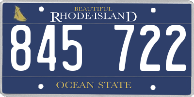 RI license plate 845722