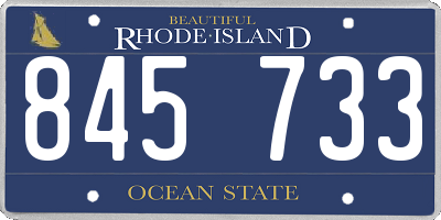 RI license plate 845733