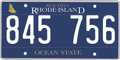 RI license plate 845756
