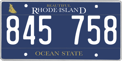 RI license plate 845758