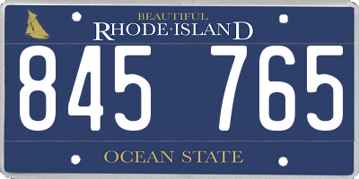 RI license plate 845765
