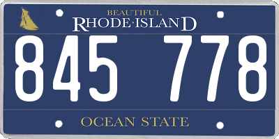RI license plate 845778