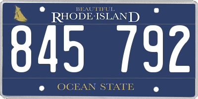 RI license plate 845792
