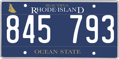 RI license plate 845793