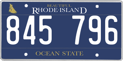 RI license plate 845796