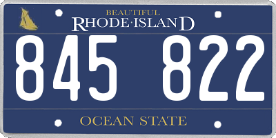 RI license plate 845822