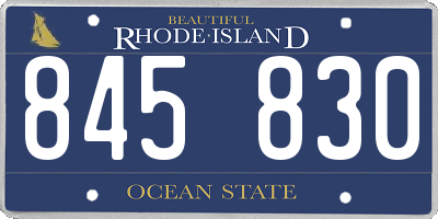 RI license plate 845830