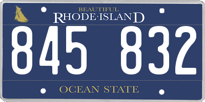 RI license plate 845832