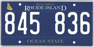 RI license plate 845836
