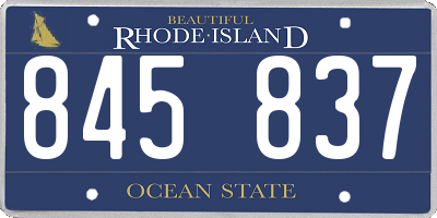 RI license plate 845837
