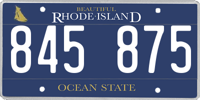 RI license plate 845875