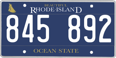RI license plate 845892