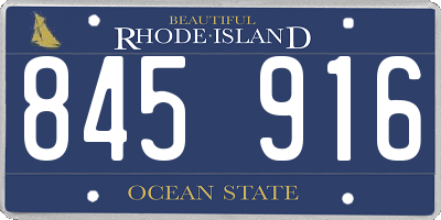 RI license plate 845916