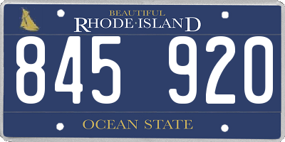 RI license plate 845920
