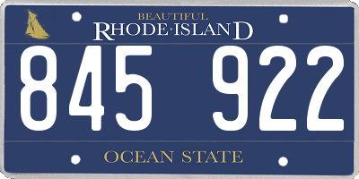 RI license plate 845922
