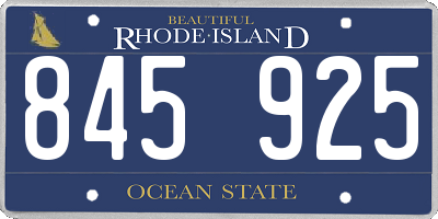 RI license plate 845925