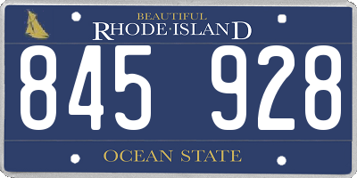 RI license plate 845928