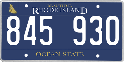 RI license plate 845930