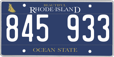 RI license plate 845933