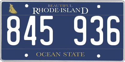 RI license plate 845936