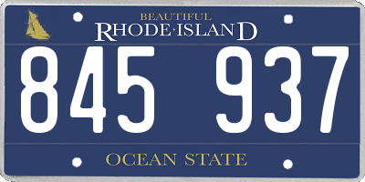 RI license plate 845937