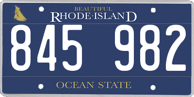 RI license plate 845982