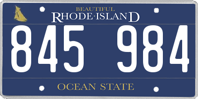 RI license plate 845984