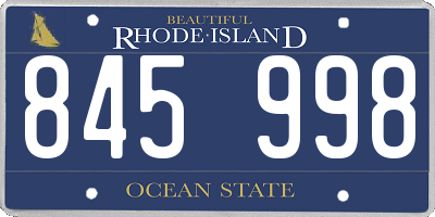 RI license plate 845998