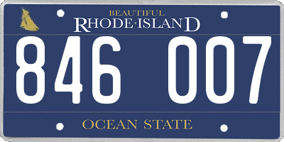 RI license plate 846007