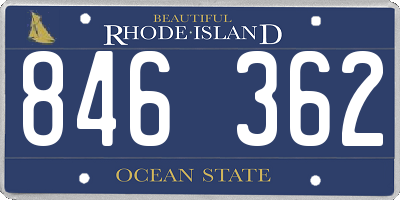 RI license plate 846362