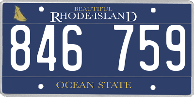 RI license plate 846759