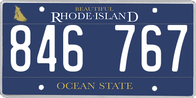 RI license plate 846767
