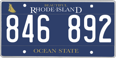 RI license plate 846892
