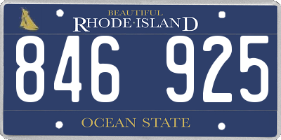 RI license plate 846925