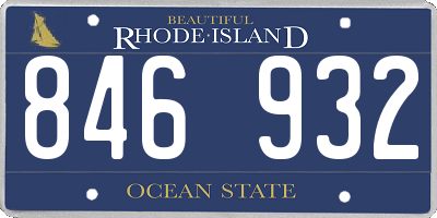 RI license plate 846932