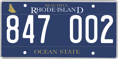RI license plate 847002